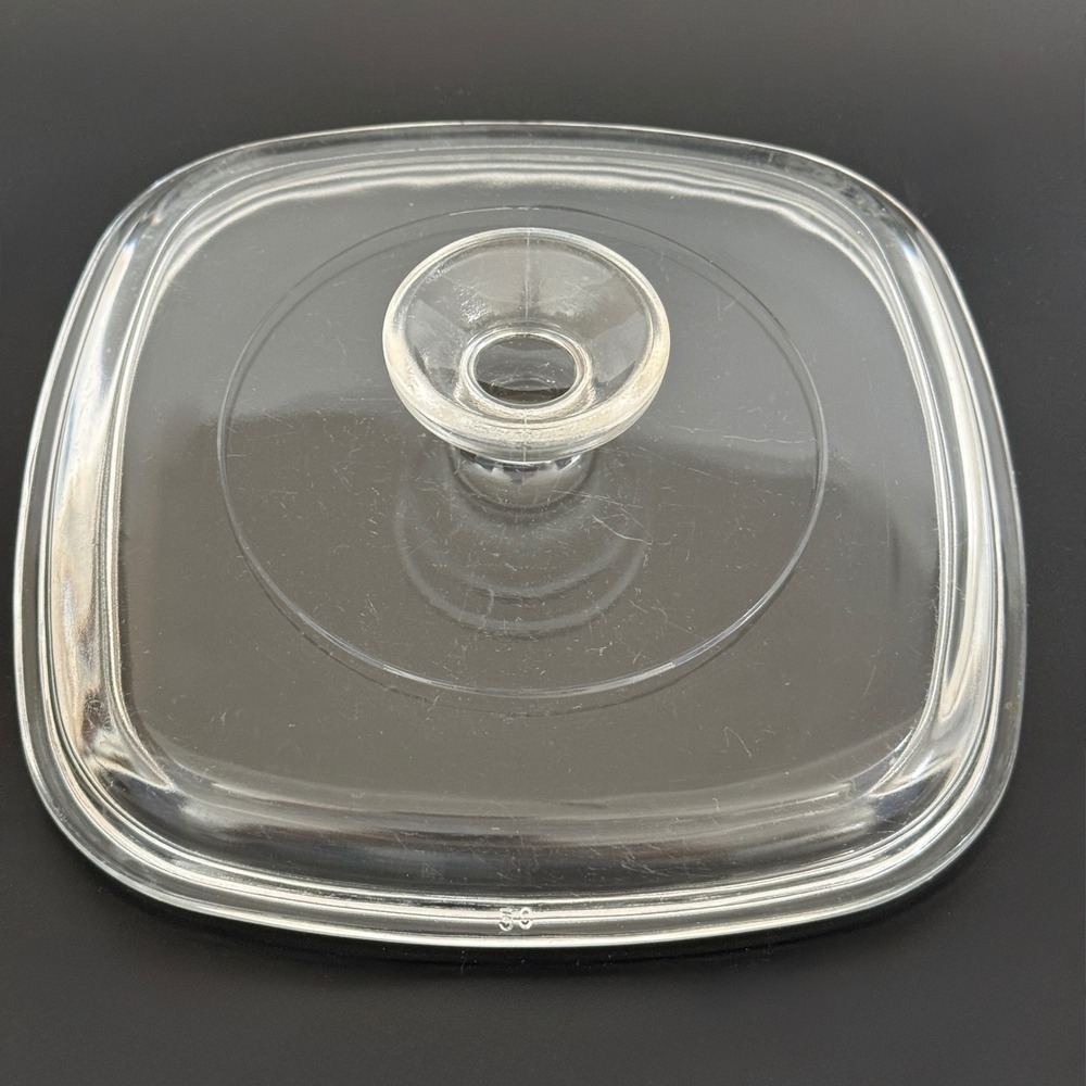 Vintage Pyrex 50 Square Glass Replacement Lid Clear Casserole Dish Cover